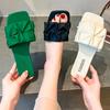 Summer Slippers for Women Flip Flops Flats Pleated Korean Slippers Women Sandals Green Slip On Shoes Big
