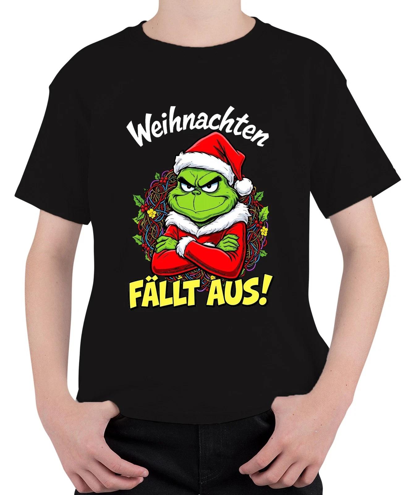 Weihnachten FÄLLT AUS Grinch Weihnachtskranz wütend lustig böse Unisex Kinder T- XL
