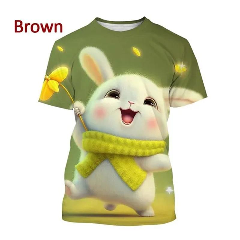 Letní horký výprodej Králík 3D tisk Tričko Zvíře Kulatý výstřih Krátký rukáv Módní Unisex Ležérní Roztomilé topy Chlapecké Dívčí Trička