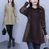 Dames Herfst/Winter Patchwork Gebreide Pullover Trui Design Losse Met Capuchon Winter Parka Jas Dames