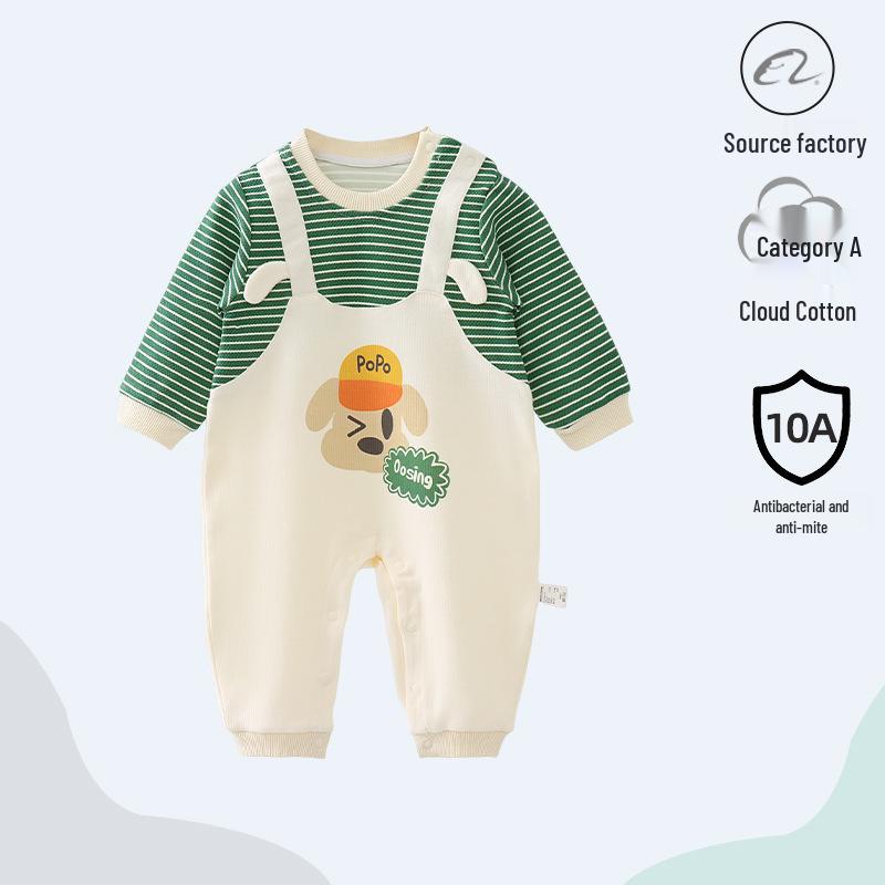 Nation's Top-Selling: Antibacterial Cotton Baby Bodysuit for Spring & Autumn - Long Sleeve, Perfect for Crawling & Home Wear.