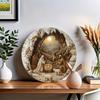 Metal Nativity Scene Christmas Wall Art Round Aluminum Decor Home Gift