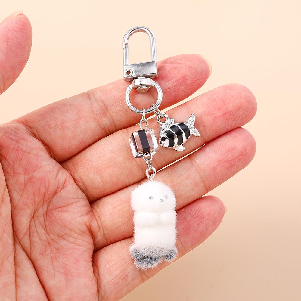 Cute Sea Otter Keychain Animal Key Ring Pendants for Women Girls Handbag Decor DIY Handmade Key Chain Jewelry Gifts