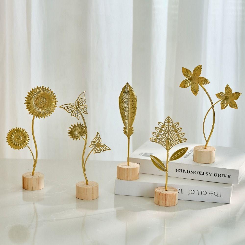 Sunflower Leaves Butterfly Ginkgo Leaf Ornament Hollow Out Metal Art Ornaments Table Top Ornament