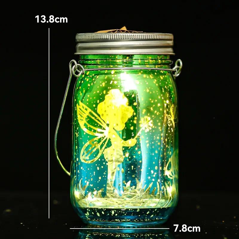 Mason Jar Lamp Hollowed-Out Glass Lights Waterproof  Solar Lanterns Hanging Outdoor Pathway Party Garden Decorations