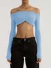 Tossy Mesh Sheer Off-Shoulder Top Shirt For Women New Long Sleeve See-Through Lace Knit Pullover Tops Summer Mesh Top Tee Shirt
