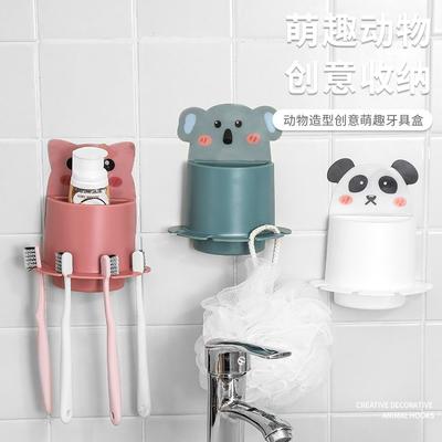 1pc Bathroom Storage Rack Cartoon Toilet Adhesive Toothbrush Holder Wall-mounted Toothpaste Rack Bathroom Household Appliance