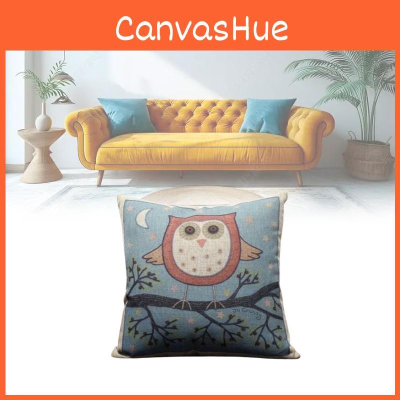 Decorative Anime Owl Cushion Removable Linen Cover Soft Polyester Filling Couch