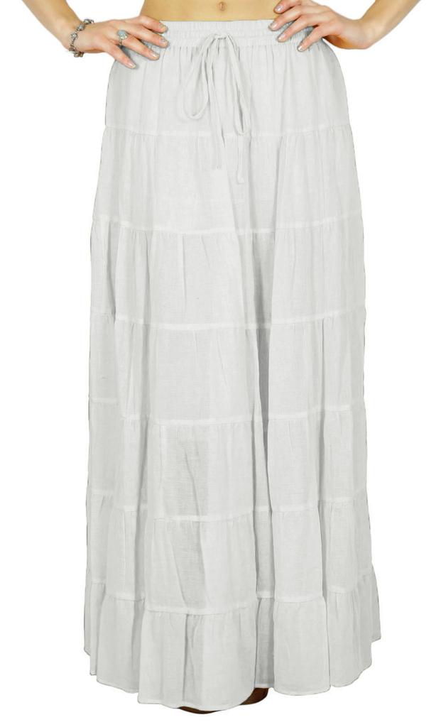 Phagun Damen Sommer Baumwolle Ziegelrot Rock Ethnisches Design Kordelzug Taille -