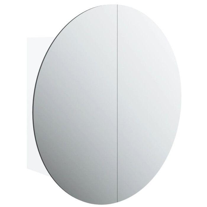 VidaXL Bathroom Cabinet Round Mirror and LED Storage Cabinet Vanity Unit Toilet Home Interior White 345583