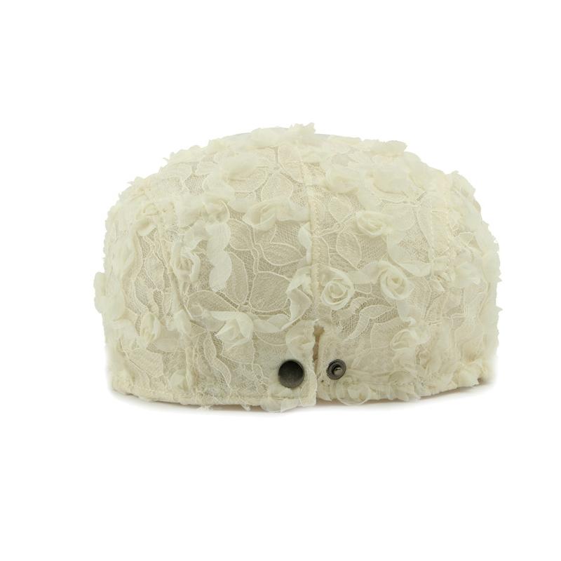 Summer Cap Women's Lace Flower Beret Lightweight Breathable Mesh Cap Painter's Cap