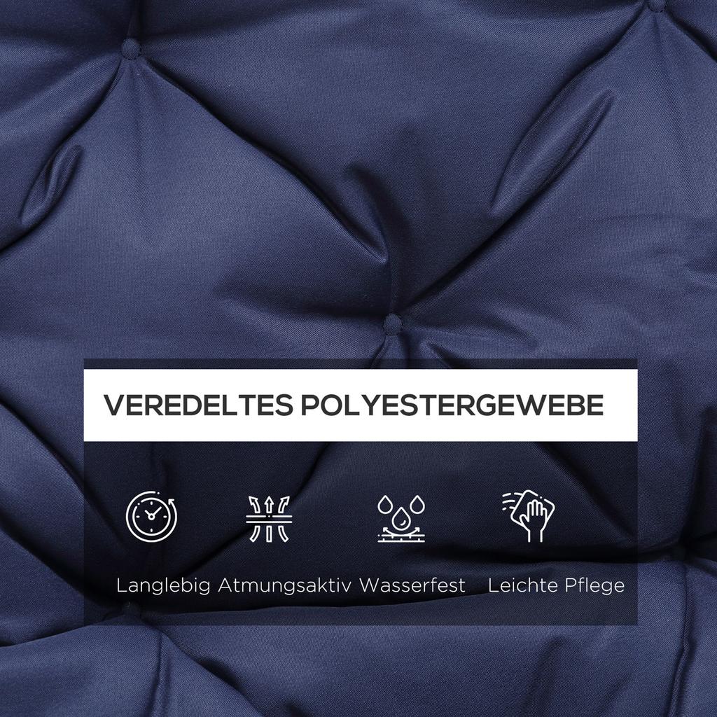 Bench Cushion, Bench Pad with Fastening Straps, for up to 3 People, Foam Filling, Seat Cushion