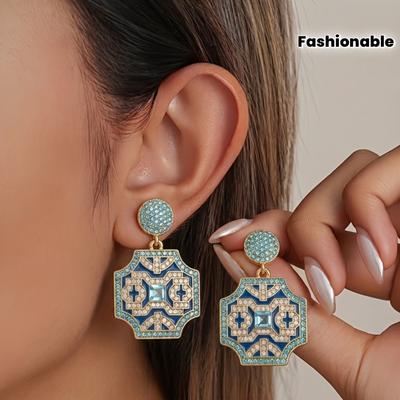 Westliche Mode Retro Trendig Exquisit Elegant Inlay Synthetischer Strass Hängeohrringe, 1 Paar, Geeignet für Damen Tägliches Bankett Partykleid