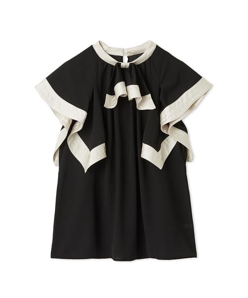 Lily Brown Square Sleeve Ruffle Blouse Black Women's LWFB252100,