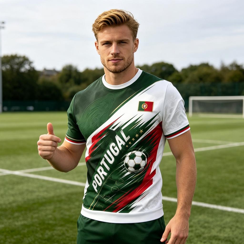 Men's Round Neck Short Sleeve Soccer with Football Print for Casual Wear