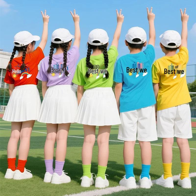 Custom Pure Cotton Children's Drop Shoulder Round Neck T-shirt - Short Sleeve for Party or Activity