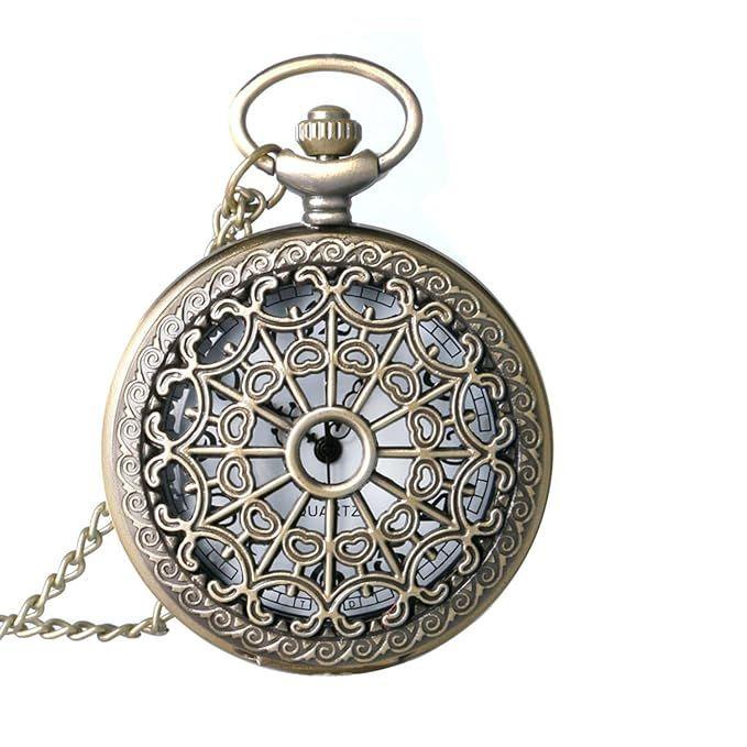 Young & Forever Bronze Greek Designer Pocket Watch with Chain Roman Number