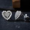 Elegant Heart Stud Earrings Women 925 Silver Jewelry Moissanite Earrings