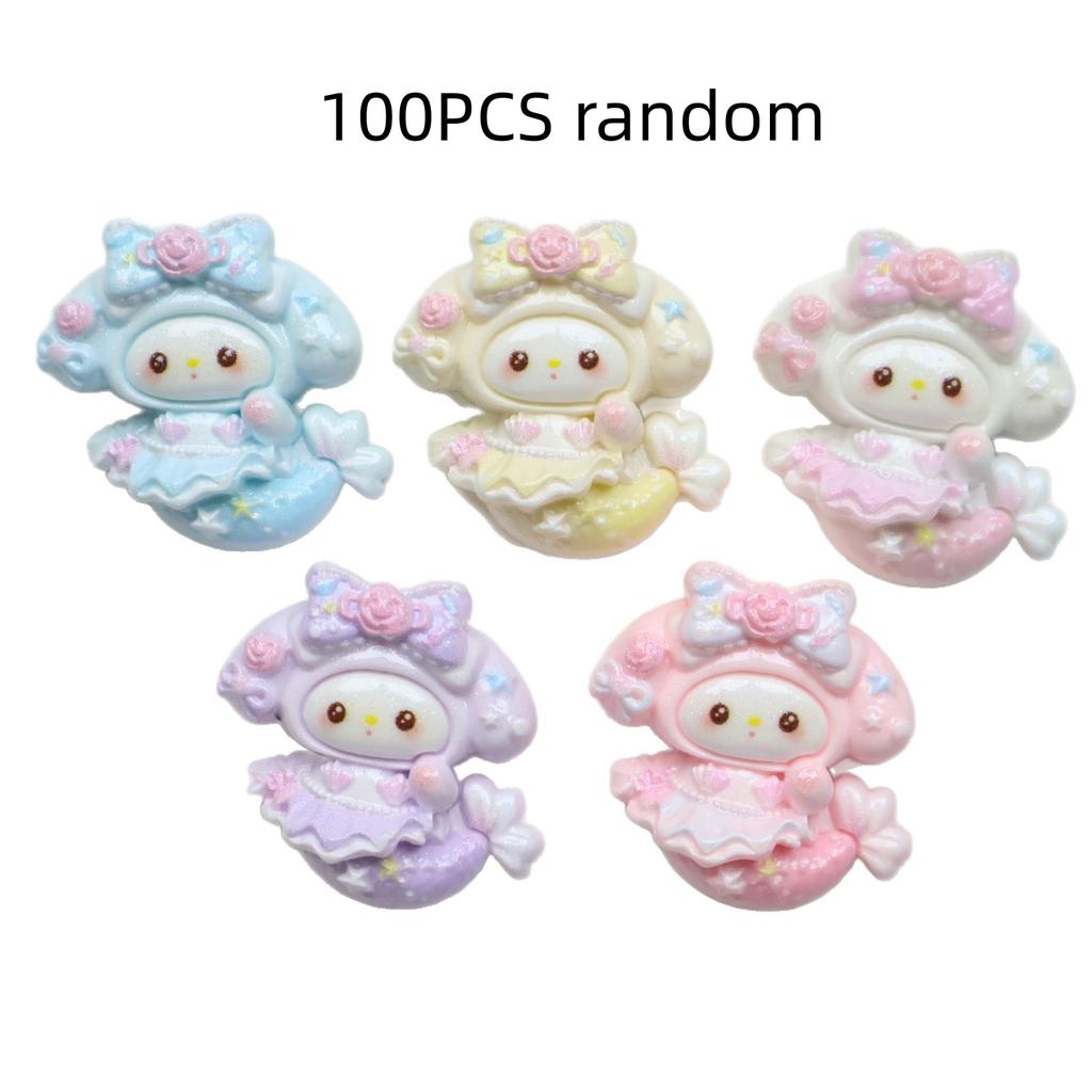 20/100PCS Cartoon mermaid lamb DIY cream gel phone case hair clip headband keychain refrigerator sticker resin accessory materia