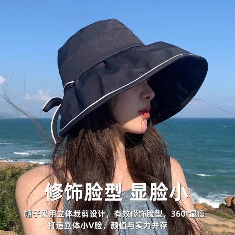 New hat summer women summer vinyl visor sunscreen face bucket hat anti purple line sun hat