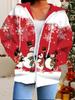 Cardigan à capuche imprimé 3D Noël Grande taille Automne Hiver Rétro