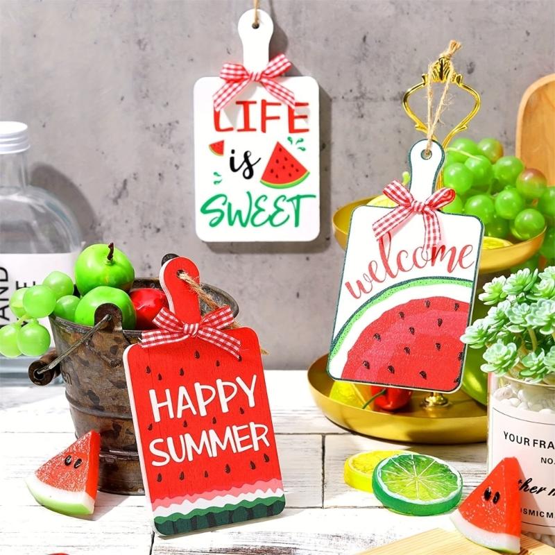 Summers Watermelon Ornament Watermelon Wood Slices Watermelon Tiered Tray Tropicals Party Decorations Summers Party
