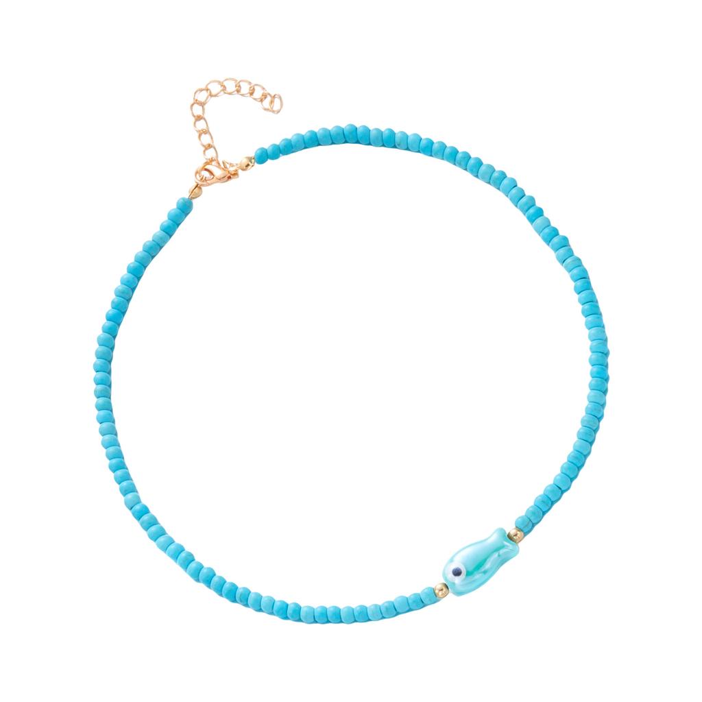 Bohemian Style Ceramic Fish Beaded Necklace Colorful Lightweight Collarbone Chain Jewelry For Women