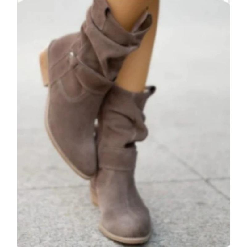 Winter New Style Popular Women's Boots Large Low Heel Plus Size 34-43 Suede Ankle Boots for Women Brown Long Boots  Mujer