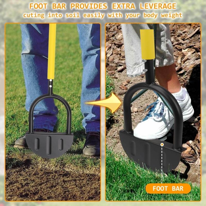 Tagliaerba con Manico a T Mezzaluna Dentato Bordatore Manuale Resistente all'Usura Rinforzato Giardinaggio per Fornitura Giardino di Casa