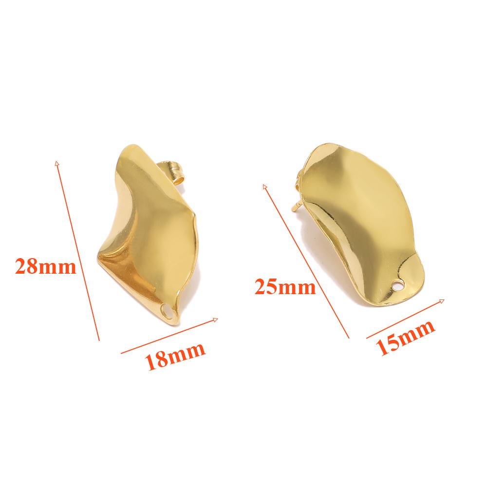 10pcs 18k Gold Stainless Steel Oval Rhombic Stud Posts for DIY Drop Earrings Charms Bulk Supplies Jewelry Making Accessories