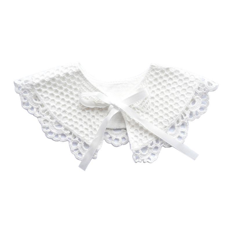 Korean Style Toddler Kids Lace Floral Bibs Cute Hollow Out False Collar Children Clothes Accessiory Pure Color Baby Girls Cotton