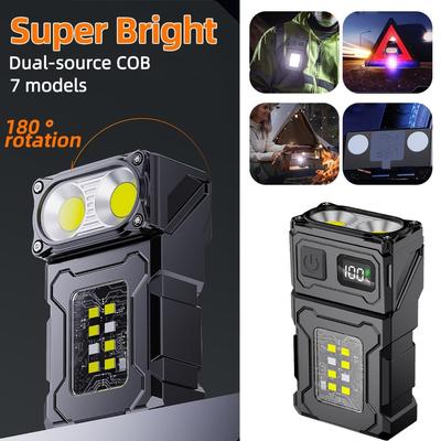 Mini LED COB Baterka Prenosná Nastaviteľný uhol zadného svetla Dvojité svetlá Nabíjanie cez USB Viaceré režimy osvetlenia Multifunkčná Hands-free