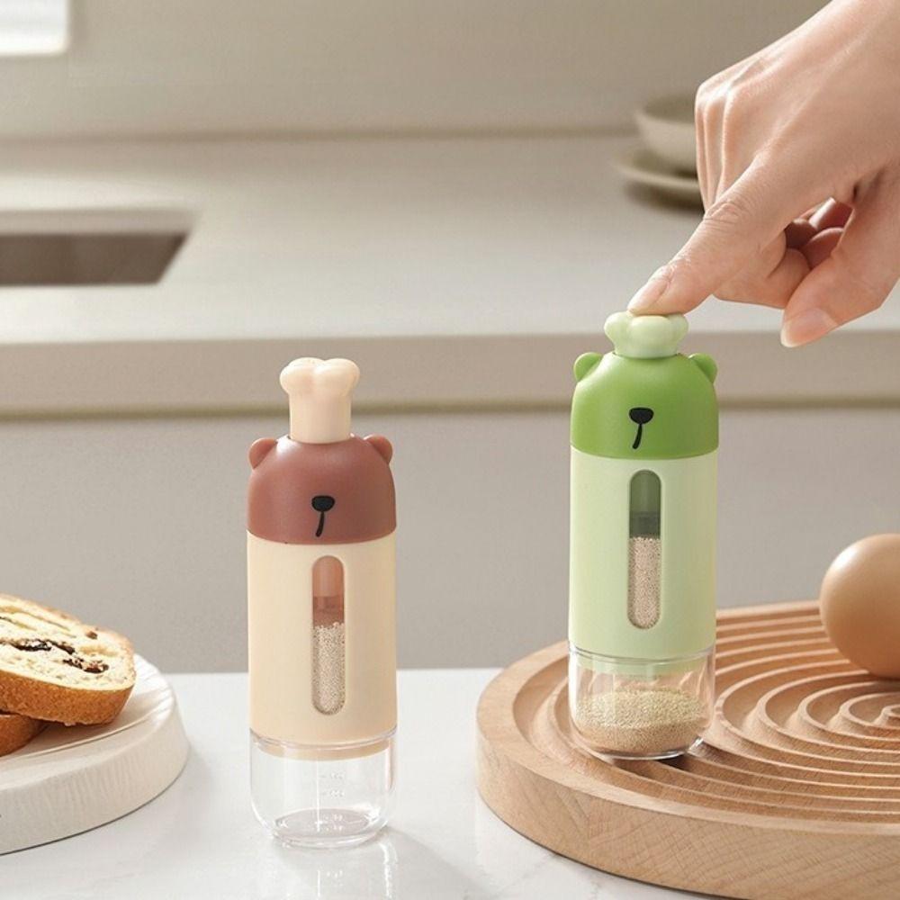 2Pcs Press Type Quantitative Seasoning Bottle Sealed Moisture-proof Condiment Pot Refillable Dustproof Seasoning Dispenser