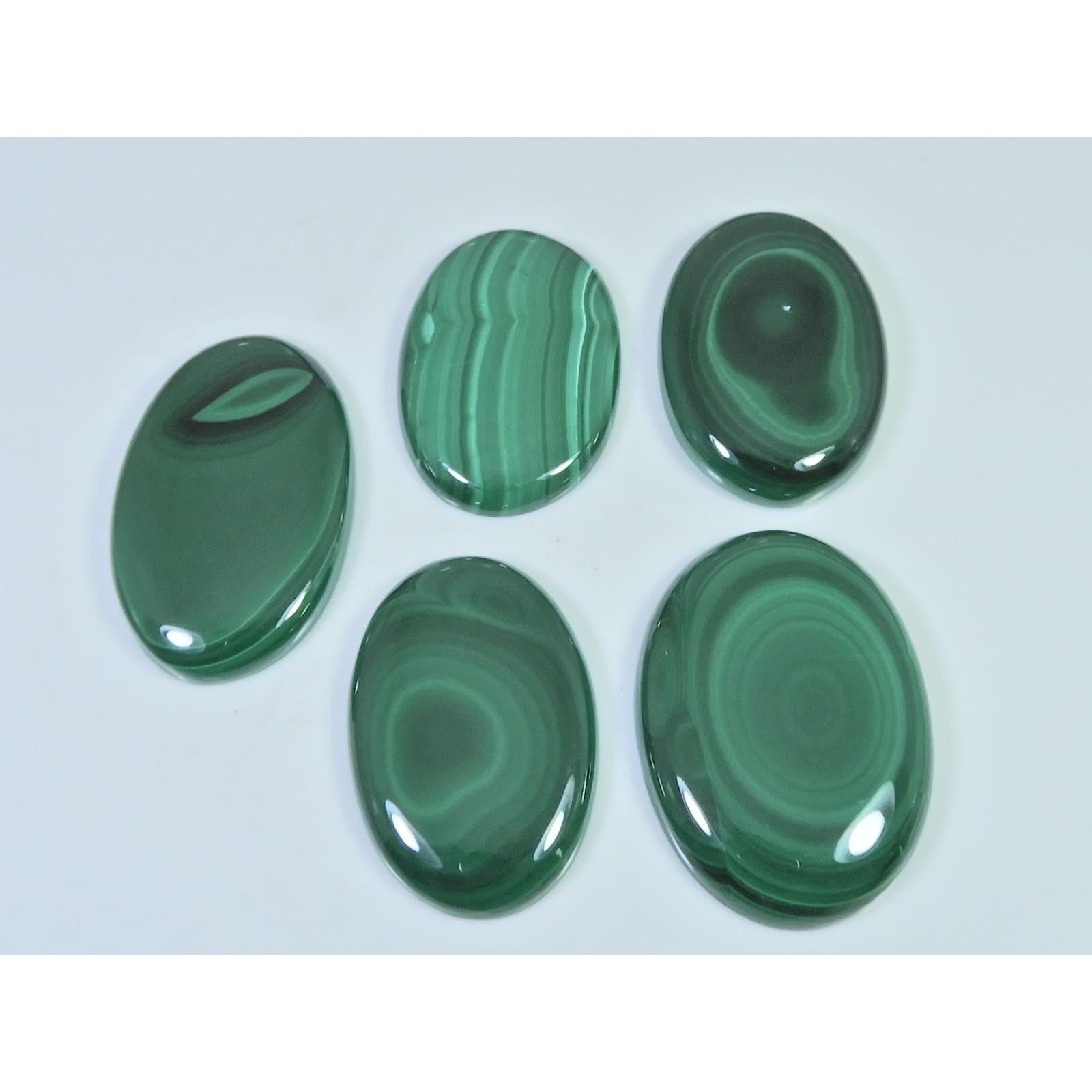 

306Cts. Natural Malachite Oval Shape Cabochon Loose Gemstone 5Pcs Lot C-2101