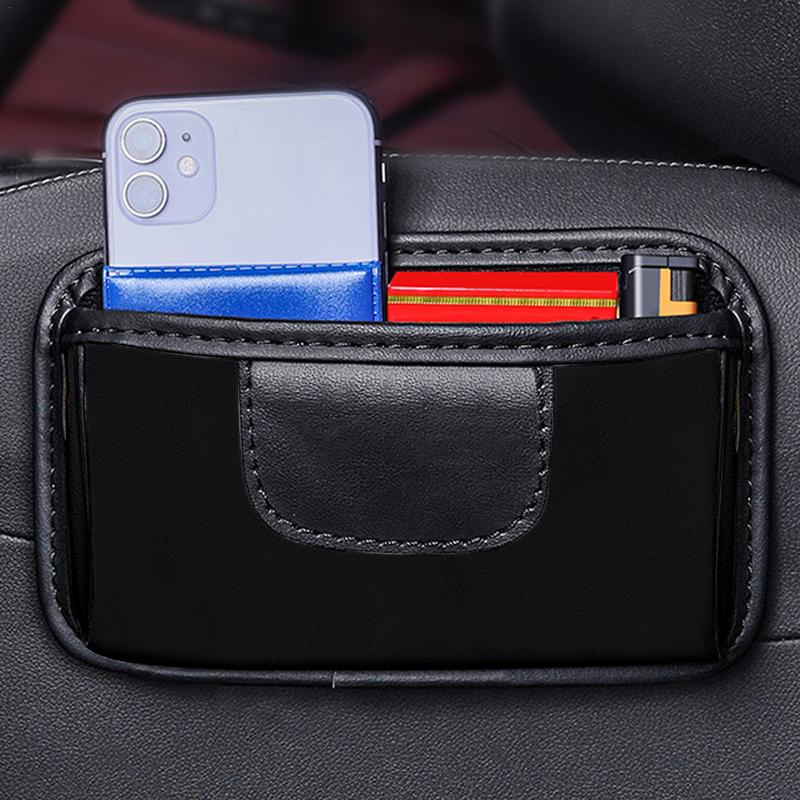 Car Side Pocket Organizer Artificial Leather Console Organizer Bag Adhesive Car Door Side Pouch Storage Bag For Phones Cards