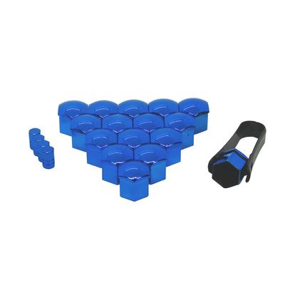 Essmichiko Wheel Nut Cap, Blue, Metallic Color, Air Valve Cap Included (Blue, 0.7 Inches