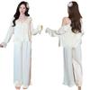 Sexy Pajamas Women's Spring and Autumn Ice Silk French Style with Chest Pad Suspenders Three-piece Set of Pure Desire Silk Loungewear Can Be Worn Outs