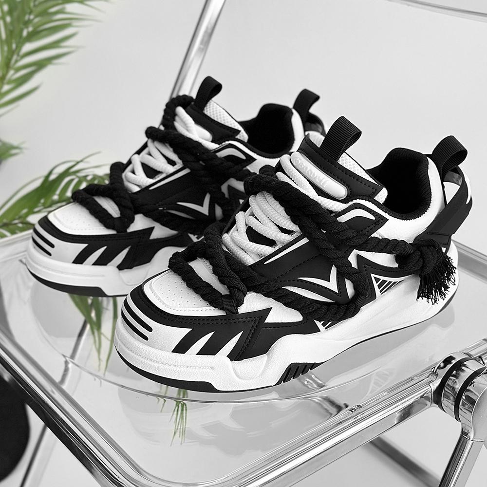 

Чоловіче повсякденне взуття Кросівки на платформі з товстим мотузковим декором Весняне спортивне взуття на товстій підошві 42