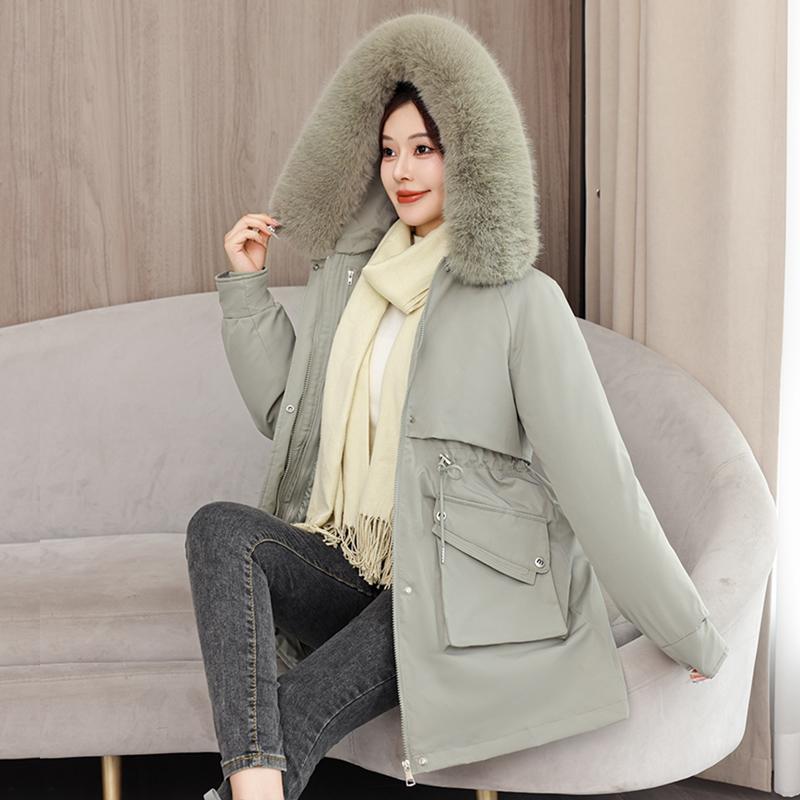 Autumn Winter Thicken Warm Parka Women Casual Sweety Solid Color Big Pocket Loose Hooded Coat Jackets Outwear