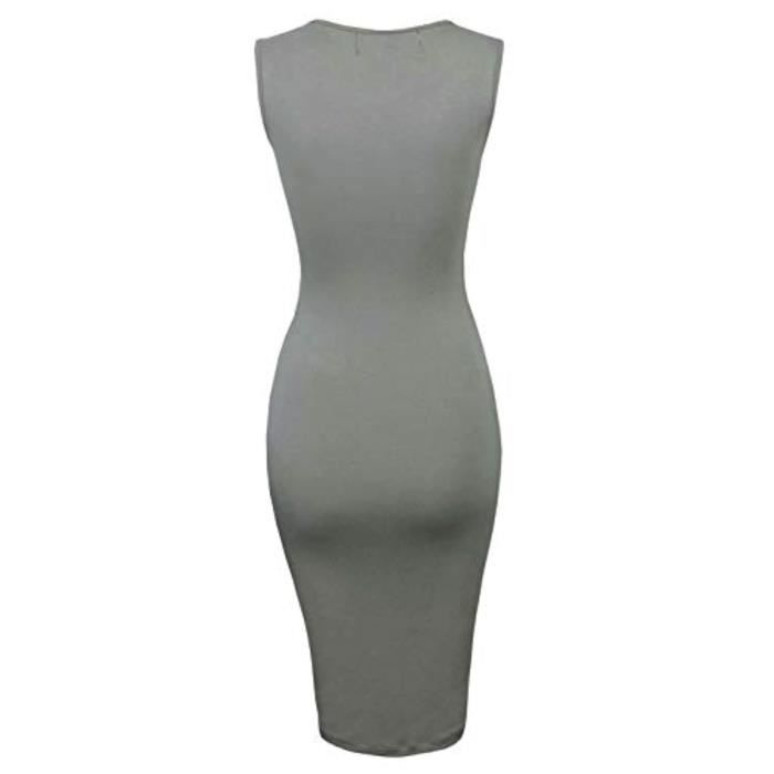 Robe IY22Z Robe Classique De Midi Sans Manches Coupe Slim Taille-40