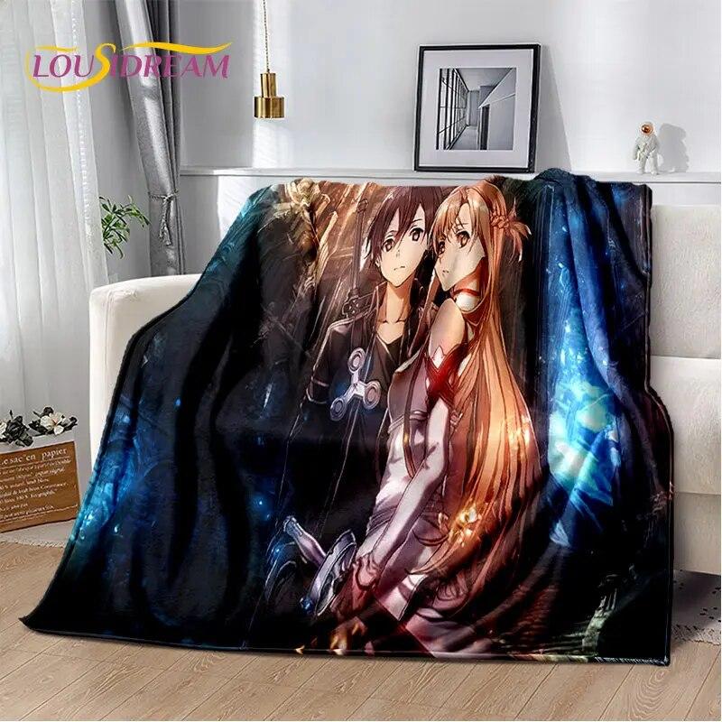 Sword Art Online SAO Anime Cartoon Soft Plush Blanket,Flannel Blanket Throw Blanket for Living Room Bedroom Bed Sofa Picnic Kids