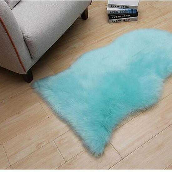 Australian Faux Wool Sofa Cushion - European Style Sheepskin-Shaped Plush Carpet for Living Room, Bedroom, and Bay Window.