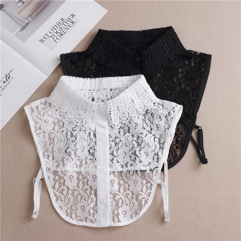 Perfect Match 7 Colors Women Shirt Fake Collar Ladies White Black Lace Floral Detachable Collar Half Shirt False Collar Blouse Tops Decor