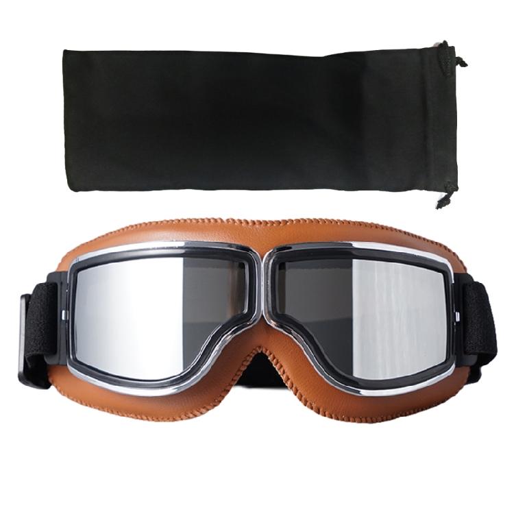Padded Motorcycle Goggles Anti Fog Lens Clear Mirror