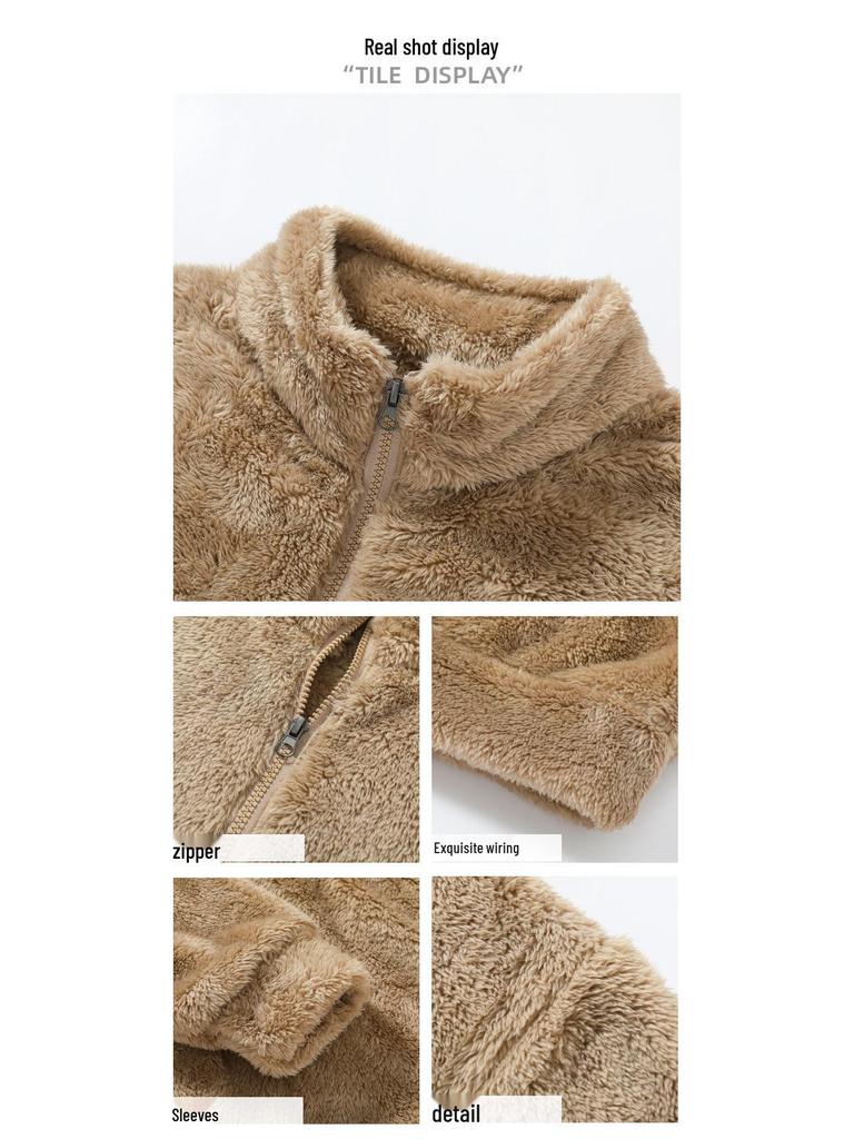 2025 Men's Arctic Fleece Half-Zip Hoodie - Casual Loose Fit, Warm Fluffy Stand Collar Pullover