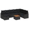 9 Piece Black Poly Rattan Garden Sofa Set with Cushions