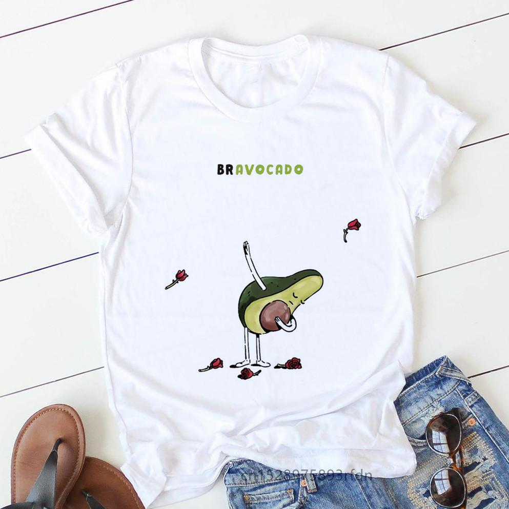 Avocado Funny Women T-Shirts Girl Harajuku Ullzang Graphic Cute Grunge Top Female T Shirt Summer Casual O-Neck Lady Tee Clothing