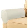 Waterproof Faux Pu Leather Armrest Covers for Chairs Couch Sofa Armchair Slipcovers, Vintage Stretch Arm Covers,White