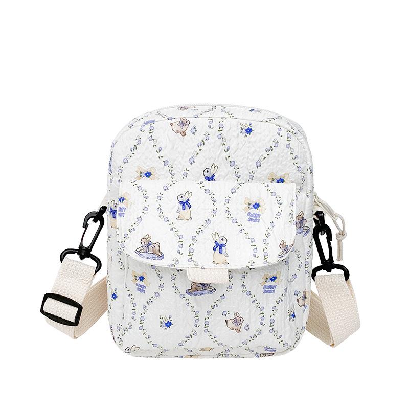 Floral Cloth Bag Women's 2025 New Cute Cartoon Versatile Small Satchel Literary Small Fresh Shoulder Bag