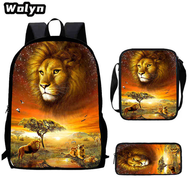 Lion King Schoolbag High Definition Printing Multi-Function Cross-Border Burden Reduction Large Capacity Backpack